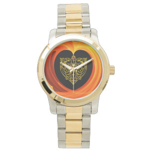 Montre FEUILLES D'OR, jaune orange noir