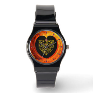 Montre FEUILLES D'OR, jaune orange noir