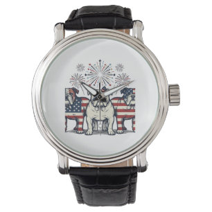Montre Feux d'artifice de bouledogue patriotique Gravure