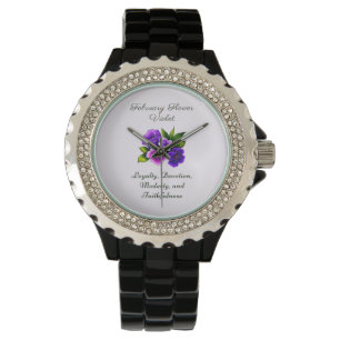 Montre Février Mois de naissance Violet Fleur Delicet Flo