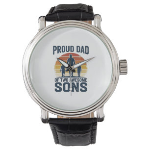 Montre Fier papa de deux fils géniaux design de t-shirt v