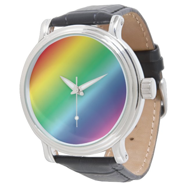 Montre Fierté arc-en-ciel couleurs dégradé motif moderne  (Incliné)