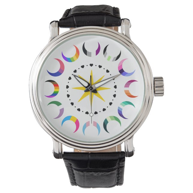 Montre Fierté des croissants queer de la lune (devant)