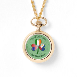 Montre Filipino irlandais drapeaux américains Shamrock Vo