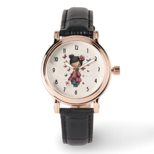 Montre Fille avec baguette magique et papillons Mignonne