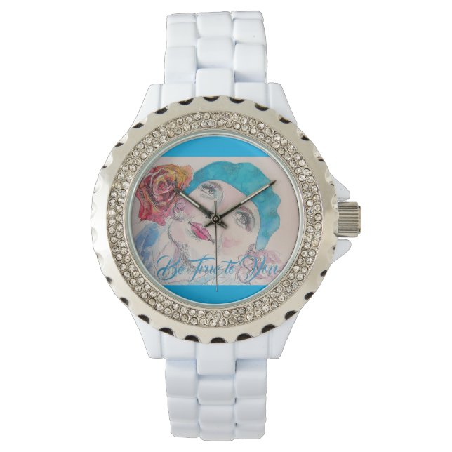 Montre Fille avec Rose Rouge Beret Soyez fidèle à vous re (devant)