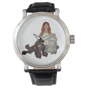 Montre fille, caniche, amis