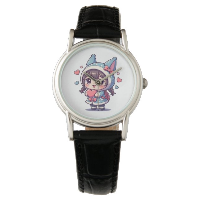 Montre Fille Chibi Mignonne avec Cœur (devant)