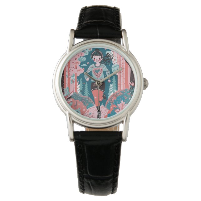 Montre Fille courant dans le parc (devant)