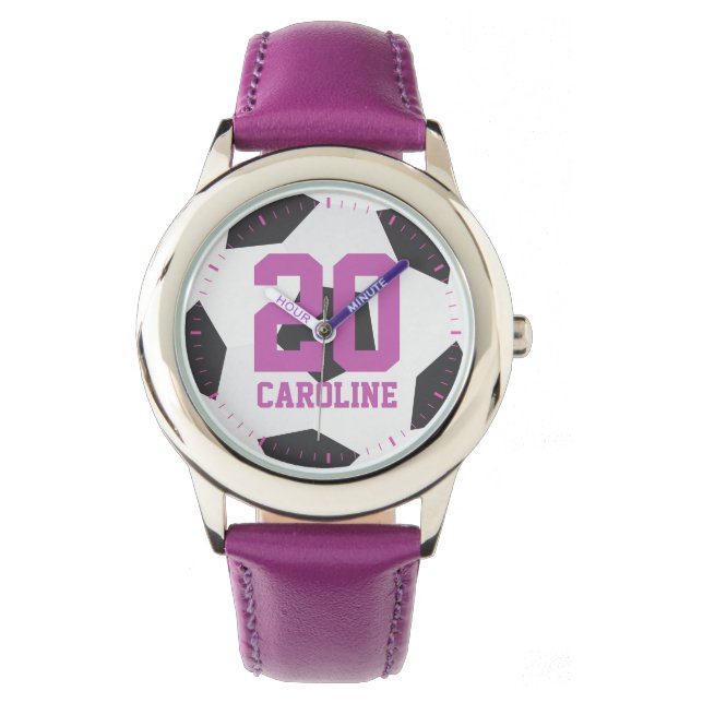 Montre Fille de balle de football violet (devant)