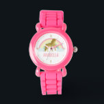 Montre Fille de Unicorne d'or lunaire<br><div class="desc">Design personnalisé de licorne sucré.</div>