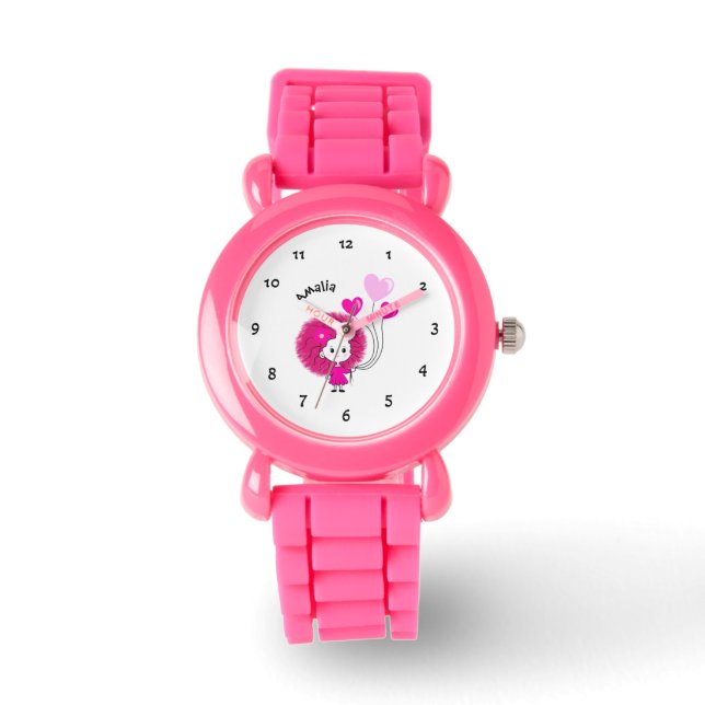 Montre Fille drôle avec ballons de coeurs (Recto)
