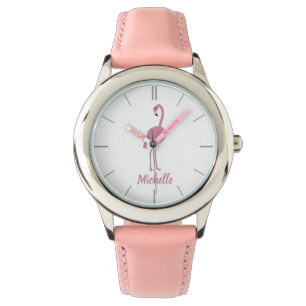 Montre Fille Flamant rose rose personnalisée