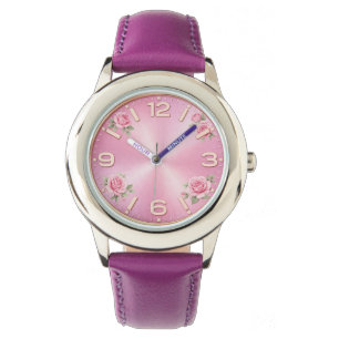 Montre Fille Fleurs Roses Rose