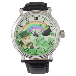 Montre Fille irlandaise mignonne de lutin de chibi avec