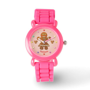 Montre Fille mignonne de pain d'épice avec le nom