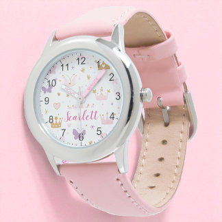 Montre Fille mignonne rose princesse Couronne personnalis