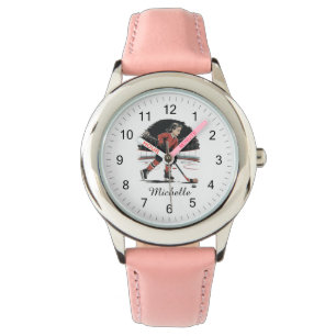 Montre Fille moderne tendance jouant le hockey sur glace