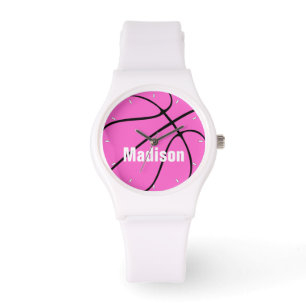 Montre Fille Pink Basketball Personnalisé Nom/Texte Fille