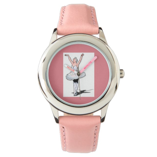 Montre Filles Ballet Danse Rose Cadeau Ballerina Regarder (devant)