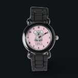 Montre Filles Cute Koala Ours Cartoon Fleurs & Nom Enfant<br><div class="desc">Cette petite fille mignonne et fillette montre un beau doodle d'ours koala dessiné à la main et des fleurs avec un arrière - plan rose. Ce joli design kawaii dispose également d'un endroit où vous pouvez ajouter le nom de votre fille. Le design parfait de la faune australienne pour votre...</div>