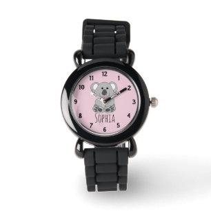 Montre Filles Cute Koala Ours Cartoon Fleurs & Nom Enfant