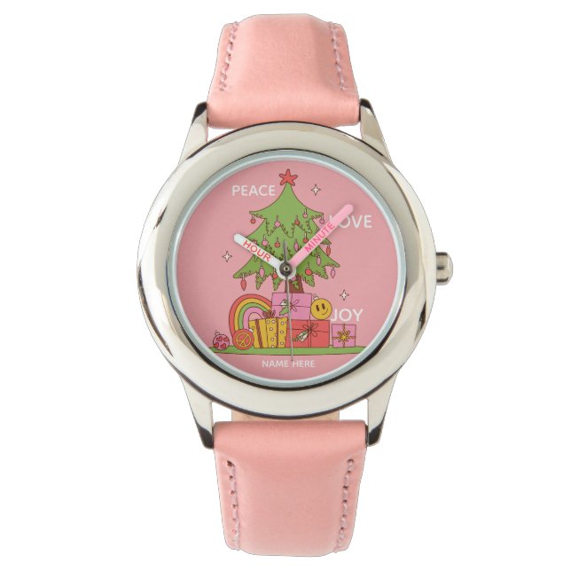 Montre Filles de Noël roses rétro (devant)