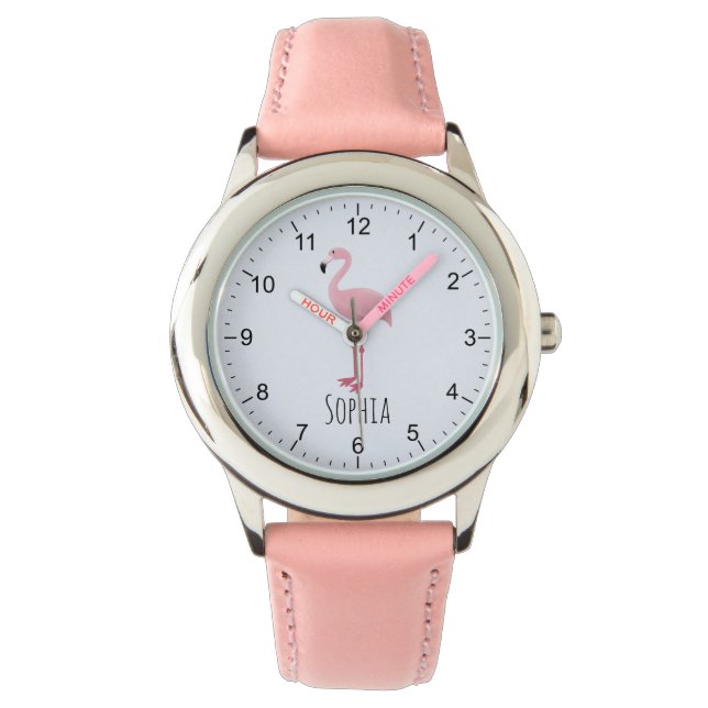 Montre Filles Flamant rose Tropical Rose mignonne Enfants (devant)