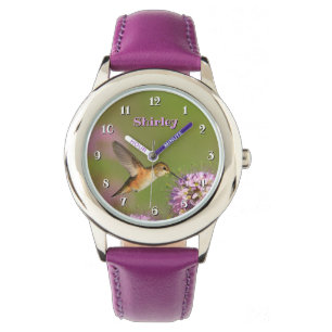 Montre Filles Fleurs sauvages de colibris