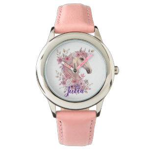 Montre Filles Jolis Poneys Floral Pastel Cheval