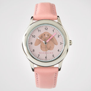 Montre Filles Mignon Lapin Rose Peluche Enfants