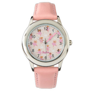 Montre Filles mignonne rose Ballerina Nom personnalisé