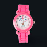 Montre Filles mignonne rose Sloth Animal et nom Enfants<br><div class="desc">Cette magnifique montre pour enfants, aux couleurs vives, est ornée de chiffres audacieux, et d'une belle mère et d'un enfant paresseux, peints à la main, flottant dans le ciel en tenant un ballon. Ce joli design rose dispose également d'un endroit où vous pouvez ajouter le nom de votre fille. Le...</div>