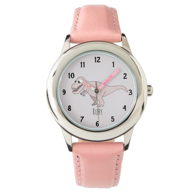 Montre Filles mignonne rose T-Rex Dinosaur Enfants avec n (devant)