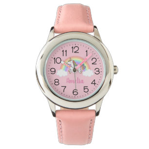 Montre Filles mignonne rose Unicorne arc-en-ciel personna