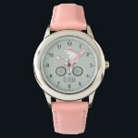 Montre Filles mignonne Whimsical Winter Polar Bear Vélo<br><div class="desc">Ce dessin unique et mignon montre enfants dispose d'un ours polaire mignon sur un dessin animé de vélo, ainsi que de l'espace pour vous d'ajouter le nom de votre fille. Avec un arrière - plan vert neutre et un motif hivernal fantaisiste, cette jolie montre est un cadeau de Noël merveilleux...</div>
