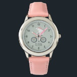 Montre Filles mignonne Whimsical Winter Polar Bear Vélo<br><div class="desc">Ce dessin unique et mignon montre enfants dispose d'un ours polaire mignon sur un dessin animé de vélo, ainsi que de l'espace pour vous d'ajouter le nom de votre fille. Avec un arrière - plan vert neutre et un motif hivernal fantaisiste, cette jolie montre est un cadeau de Noël merveilleux...</div>