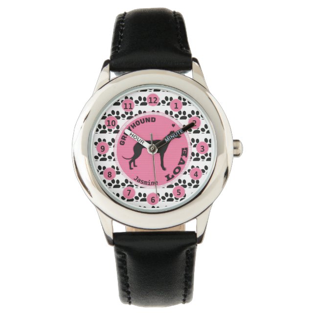 Montre Filles mignonnes Chien Paw Greyhound Enfants Perso (devant)