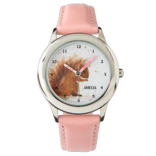 Montre Filles mignonnes Écureuil Animaux Enfants Curieux 