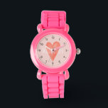 Montre Filles mignonnes et fille Aquarelle rose Coeur enf<br><div class="desc">Ce jeune enfant mignon et capricieux montre design dispose d'un coeur d'aquarelle rose avec des chiffres clairs,  et peut être personnalisé avec votre nom de fille. Le cadeau parfait pour un enfant ou un tout-petit apprenant à dire l'heure!</div>