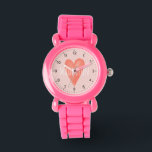 Montre Filles mignonnes et fille Aquarelle rose Coeur enf<br><div class="desc">Ce jeune enfant mignon et capricieux montre design dispose d'un coeur d'aquarelle rose avec des chiffres clairs,  et peut être personnalisé avec votre nom de fille. Le cadeau parfait pour un enfant ou un tout-petit apprenant à dire l'heure!</div>