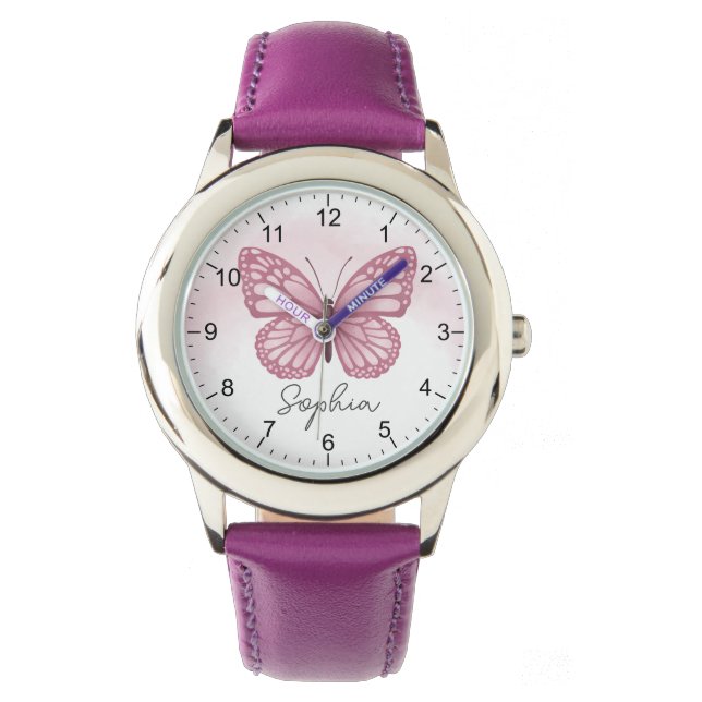 Montre Filles mignonnes et papillons lunaires (devant)