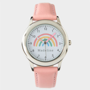 Montre Filles Mignonnes Fantaisie Rose Pastel Arc-en-Ciel