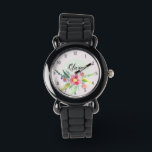 Montre Filles mignonnes fleurs botaniques de printemps et<br><div class="desc">Ce magnifique enfant à fleurs montre design dispose de fleurs et numéros d'aquarelle printanière mignonnes,  et a de l'espace pour vous d'écrire votre nom de fille dans une police élégante. Un pastel parfait,  cadeau botanique pour votre petit.</div>