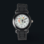 Montre Filles mignonnes Forêt Boisée Animaux Fox & Nom En<br><div class="desc">Ce mignon enfant moderne regarde avec de l'aquarelle des animaux de la faune britannique, dont un renard, un blaireau, un écureuil, du lièvre et de la verdure, et peut être personnalisé avec votre nom de filles. Avec des chiffres clairs et faciles à lire, cette "première" montre est idéale pour les...</div>