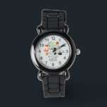 Montre Filles mignonnes Forêt Boisée Animaux Fox & Nom En<br><div class="desc">Ce mignon enfant moderne regarde avec de l'aquarelle des animaux de la faune britannique, dont un renard, un blaireau, un écureuil, du lièvre et de la verdure, et peut être personnalisé avec votre nom de filles. Avec des chiffres clairs et faciles à lire, cette "première" montre est idéale pour les...</div>