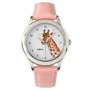 Montre Filles mignonnes Giraffe Animaux Enfants Curieux H
