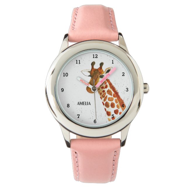 Montre Filles mignonnes Giraffe Animaux Enfants Curieux H (devant)