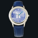 Montre Filles mignonnes Monogramme Aquarelle Galaxie & No<br><div class="desc">Cette magnifique montre pour enfants présente une élégante galaxie aquarelle. Cette belle conception du ciel nocturne dispose également d'un endroit pour vous d'ajouter le nom de votre fille et un monogramme. Le design thématique de l'espace parfait pour votre petit !</div>