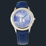 Montre Filles mignonnes Monogramme Aquarelle Galaxie & No<br><div class="desc">Cette magnifique montre pour enfants présente une élégante galaxie aquarelle. Cette belle conception du ciel nocturne dispose également d'un endroit pour vous d'ajouter le nom de votre fille et un monogramme. Le design thématique de l'espace parfait pour votre petit !</div>